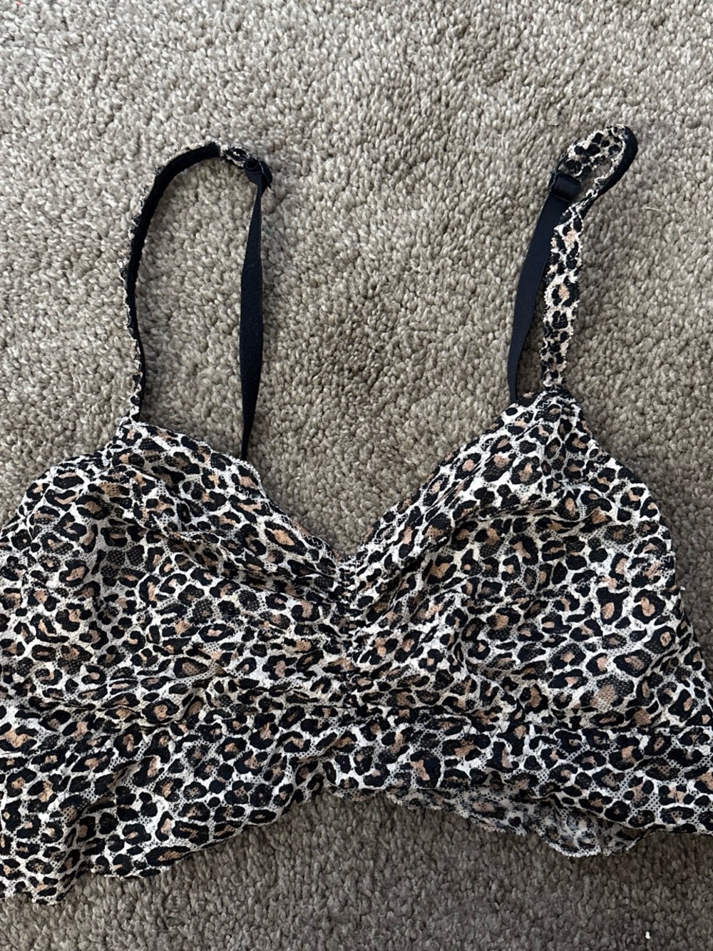 PINK Victoria's Secret Leopard Print Bralette - Black, Brown, Cream